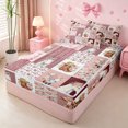 thumbnail image 2 of meiyoeat Farm Animal Horse Cow Zipper Twin Comforter Sets with Fitted Sheet and 2 Pillowcases,Romantic Pink Flowers Zipper Bedding Set For Girl,Reversible,4-Piece, 2 of 7