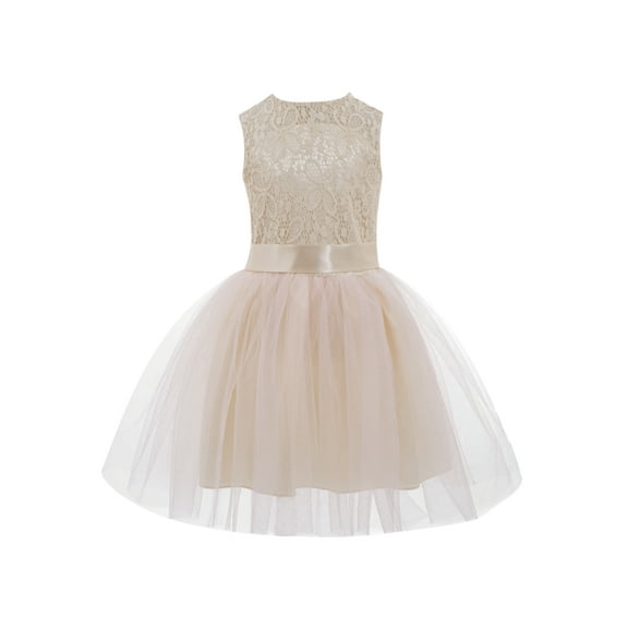 iEFiEL Baby Little Girls Birthday Party Dress Floral Lace Tulle Princess Flower Girl Dress