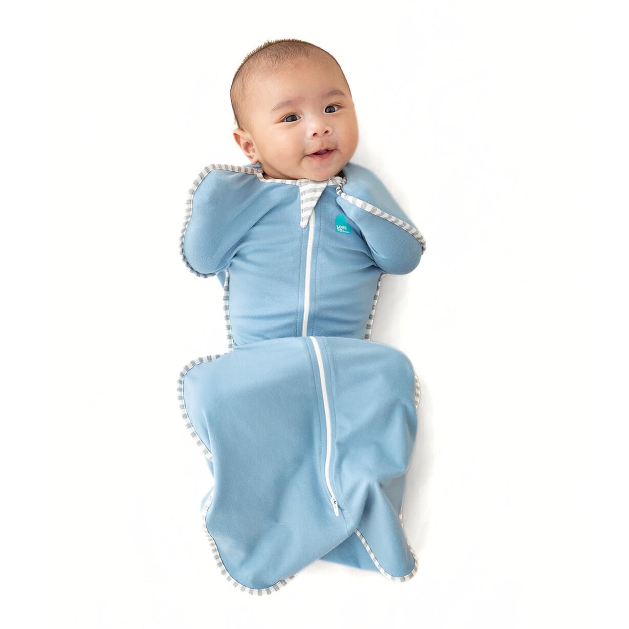 Love to Dream Swaddle Up Baby Sleep Sack, Arms Up Design, Sleep Nearly 2x Longer, Twin Zipper, Cotton, Newborn 5-8.5 lbs, 1.0 TOG, Dusty Blue