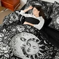 thumbnail image 4 of Homewish Boys Girls Sun And Moon Bedding Comforter Set 7pcs,Chic Floral Flowers Queen Bedding Sets Super Cozy,Bohemian Starry Sky Queen Sheet Sets,Microfiber Bedroom Decor,Reversible, 4 of 8