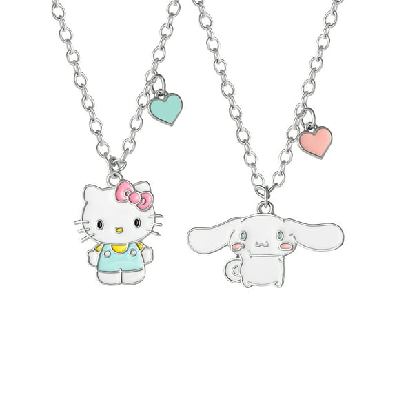 Sanrio Girls/Tweens Hello Kitty & Cinnamoroll Best Friends Necklace, Set of 2 with BFF Charm, 18"