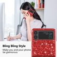 thumbnail image 2 of Compatible with Samsung Z Flip 3 Case, Glitter Sparkly Samsung Galaxy Z Flip 3 Phone Case with Slim Silicone Shockproof Protective Bumper Cover for Cute Girls Women (Red), 2 of 14