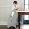 thumbnail image 3 of Little Partners 3-in-1 Growing Step Stool Toddler Tower Helper Step Stool, Wooden Toddler Standing Stool for Bathroom or Kitchen, Anti-Slip Feet, Built-in Safety Hand Rails - Silver Drop, 3 of 16
