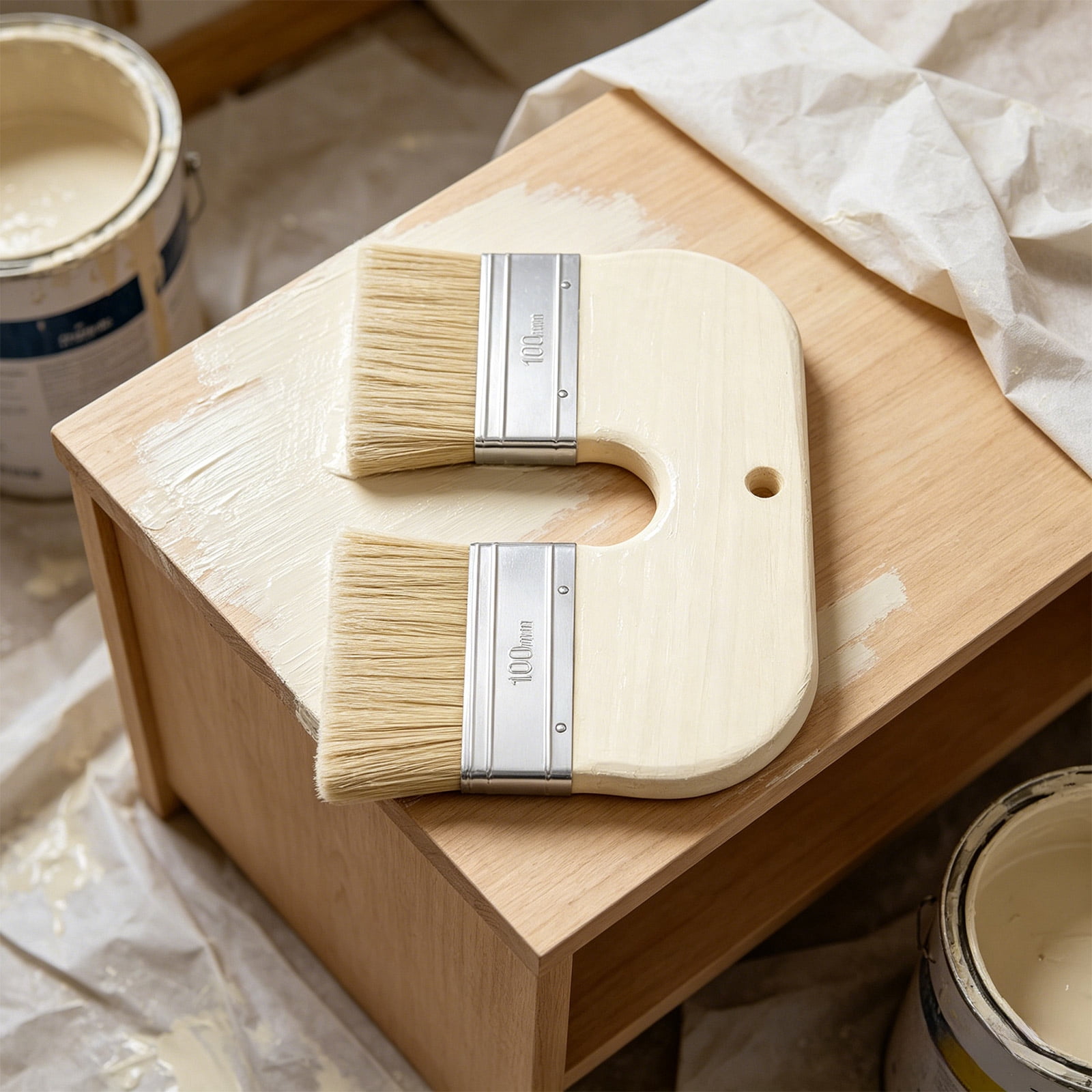 Limewash Paint Brush Natural Bristle, 9.5Inch Wide U-Shaped Double Brush for Limewash on Brick & Interior Walls