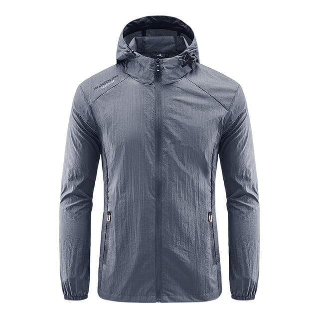 TIMIFIS Manteau pour Homme Imperméable avec Capuche Manteau de Randonnée Coupe-Vent Léger Veste Zippée Protection Solaire Manteau de Travail Coupe-Vent pour Randonnée Voyage - Gris Foncé Automne