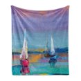 thumbnail image 1 of Abstract Oil Painting Soft Flannel Fleece Blanket, Modern Art with Boat Sail on the Sea Illustration of Nautical Motifs, Cozy Plush for Indoor and Outdoor Use, 70" x 90", Multicolor, by Ambesonne, 1 of 6