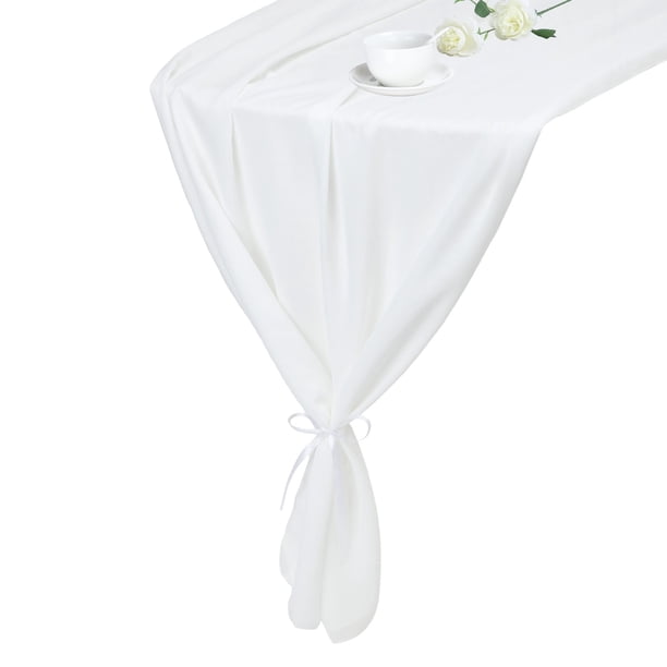 2 Piezas de Caminos de Mesa de Chifón Blanco 27.5" x 118" Camino de Mesa Ligero y Elegante Camino de Mesa Romántico y Transparente