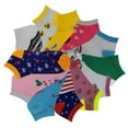 thumbnail image 2 of 12 Pairs Girls Big Kids Novelty Colorful Low Cut Ankle Socks, 2 of 3
