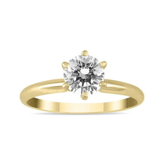 SZUL - Women's 3/4 Carat Diamond Solitaire Ring in 14K Yellow Gold (H-I Color I1-I2 Clarity)