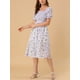 thumbnail image 5 of VESTIDO DE MUJER INSPIRE CHIC Con Cuello Cuadrado Floral y Mangas Cortas Abullonadas Vestidos Midi de Primavera Verano Púrpura 3XL, 5 of 7