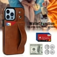 thumbnail image 4 of for iPhone 15 Pro Max Wallet Case with RFID Blocking Card Holder, Hand Wrist Strap Kickstand, Premium PU Leather Shockproof Anti-Scratch Heavy Duty Protection Back Cover Men Women, Brown, 4 of 7