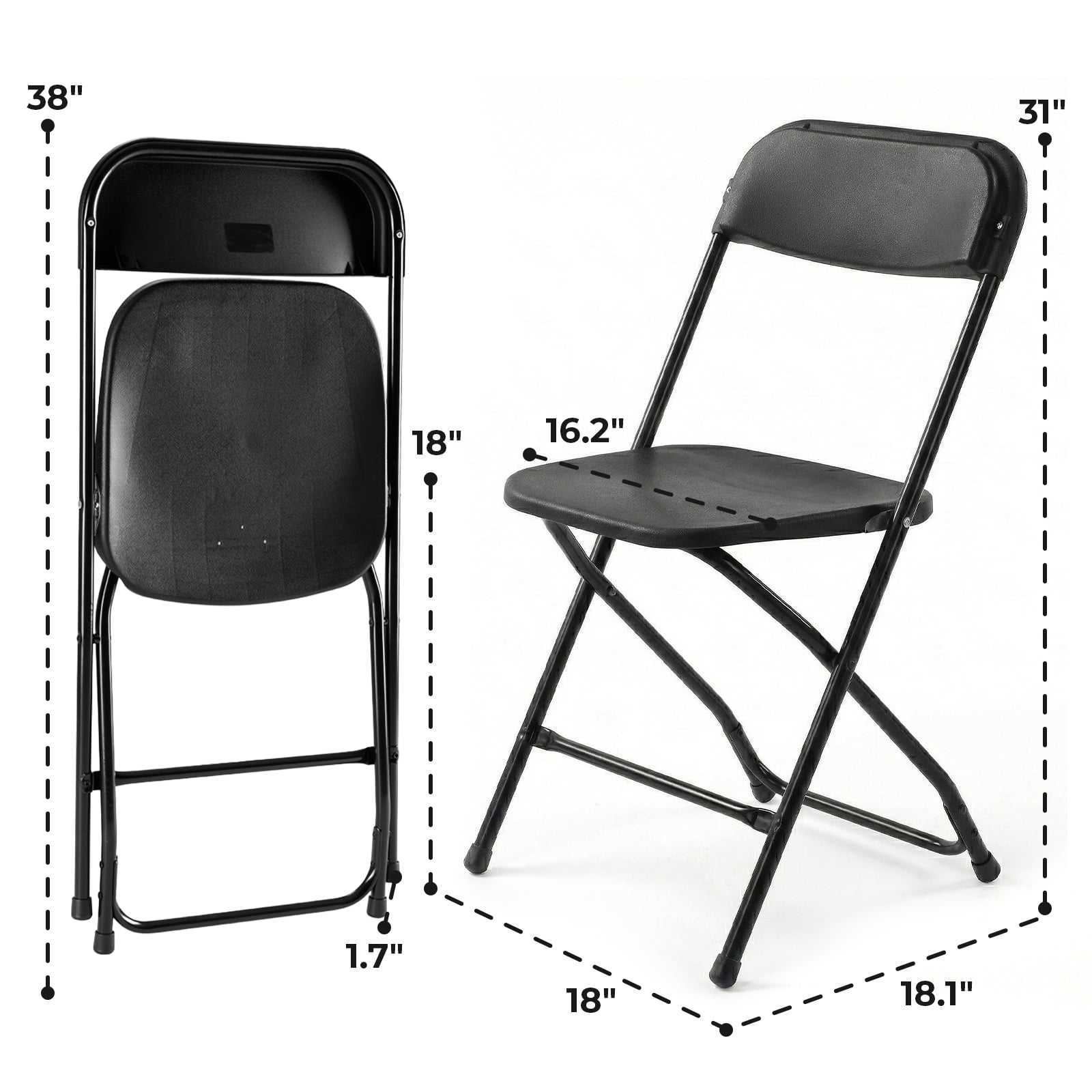 Alvantor Folding Chairs, 4/6/10-Pack White Indoor Outdoor Stackable Portable for Events, Offices, Weddings