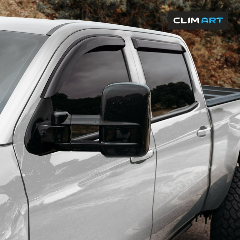 CLIM ART Incredibly Durable Rain Guards for Chevrolet (Chevy) Silverado  2014-2018 Crew Cab,Original Tape-on Window Deflectors, Vent Deflector, Vent 