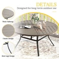 thumbnail image 5 of Vicllax Outdoor Patio Dining Table Dia.53" Slatted Tabletop Metal Frame with Umbrella Hole, Graywood, 5 of 7