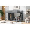thumbnail image 5 of Bed Frame Full Size Loft Bed Frame with Wardrobe, Low Storage Table and Storage Staircase, Gray, 5 of 8