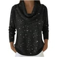 thumbnail image 2 of Cowl Neck Sweater Knit Fall Winter Clothes Glitter Sweaters Knit Fall Winter Clothes Lightweight Pullover Fall Winter Trendy Outfits Lightweight Pullover Knit Fall Winter Clothes Black XXL, 2 of 9