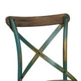 thumbnail image 3 of Industrial Style Wooden and Metal Frame Side Chair Brown and Turquoise - Saltoro Sherpi, 3 of 5