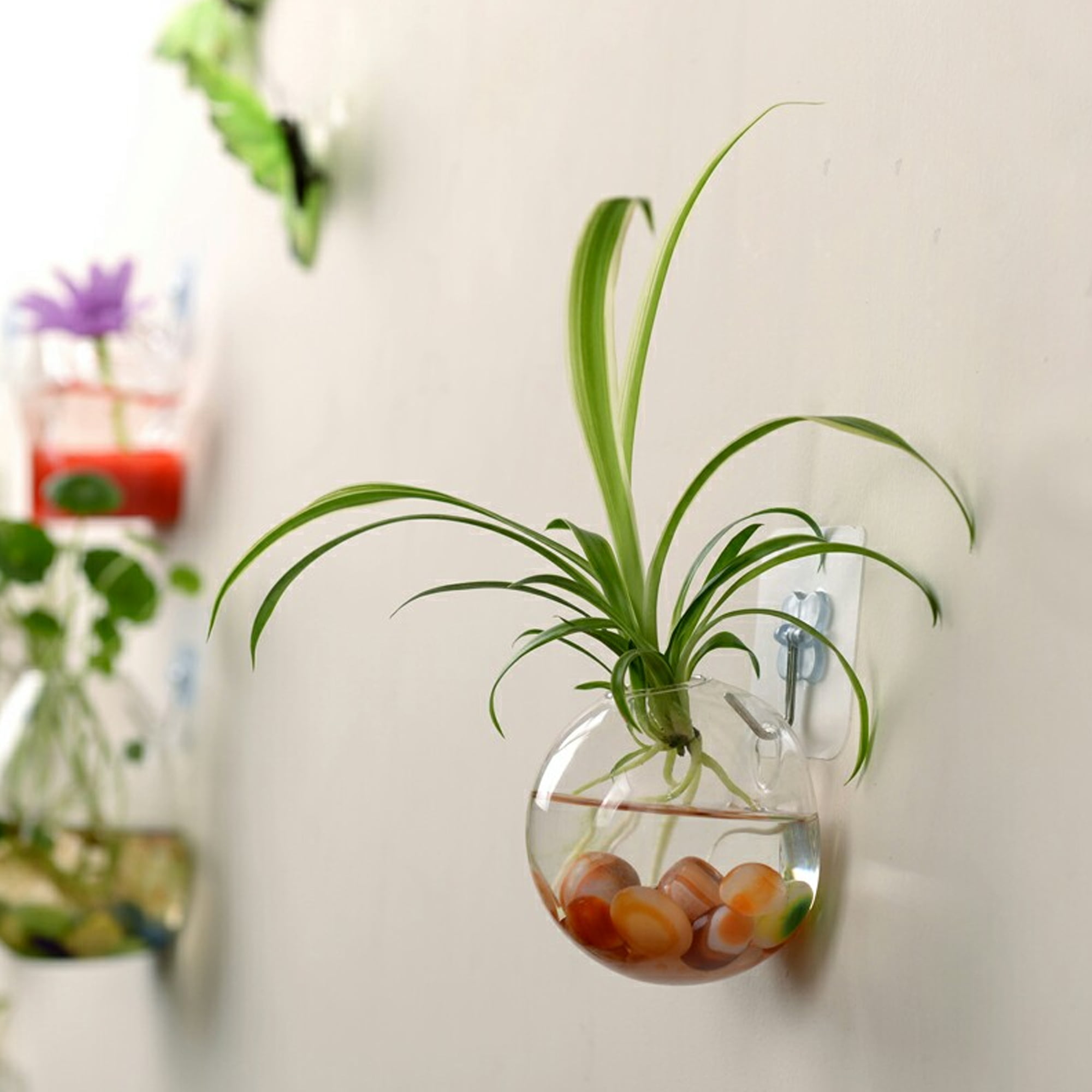 New Hanging Glass Flower Planter Vase Terrarium Container Home Garden Ball Decor 