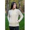 thumbnail image 4 of SAOL 100% Merino Wool Women's Aran Zip Cable Knit Cardigan Sweater Irish Jacket Made in Ireland, 4 of 9