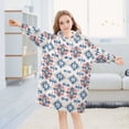 thumbnail image 5 of FORMRS Wearable Blanket Hoodie with Sleeves for Kids Cozy Flannel Sweatshirt, Navy Blossom Mosaic, 5 of 7