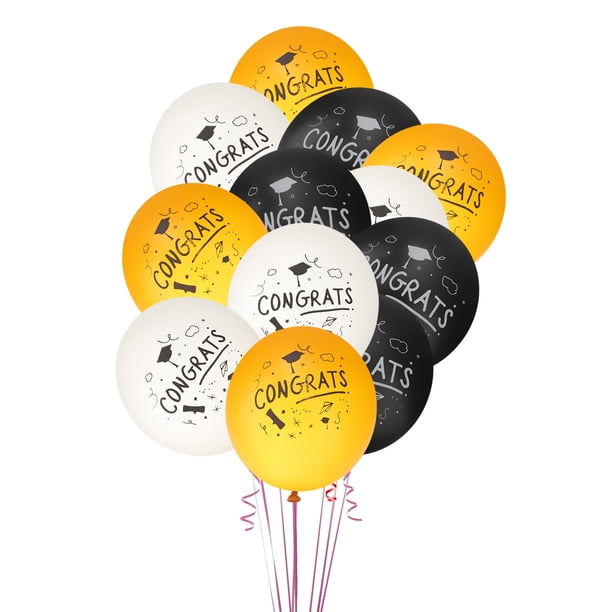 Juego de 12 globos de látex de 12 pulgadas para fiesta de graduación escolar, accesorios decorativos para fiestas, adornos de fondo, suministros para fiesta de graduación 2020 (6 piezas en 1 juego)