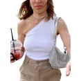 thumbnail image 1 of VISgogo Camisola Femenina, Color Sólido Un Hombro Tejido Chaleco Sin Respaldo Crop Tops Traje De Verano, S/M/L VISgogo moda, 1 of 5