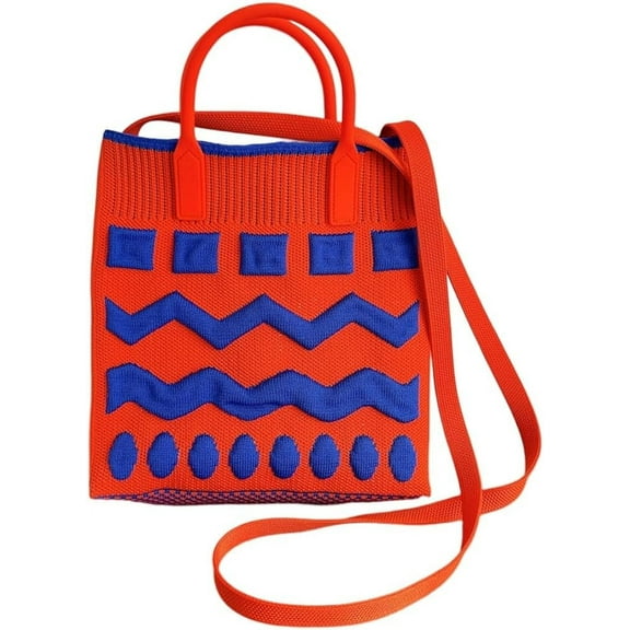 Kukuzhu Women’s Tote Bag Knitted Shoulder Bag Tote Bag Cute Wave Crossbody Handbag Small Purse Satchels
