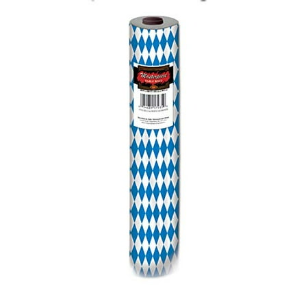 S57935AZ2 Plastic Table Cover Rolls 2 Piece Oktoberfest Party Supplies, Tableware Decorations, 40" x 100', Blue/White
