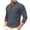 Gray, variant on TOUMENY Men's Long Sleeve Shirts Casual Stand Collar Button Down Slim Fit Solid Knit Tops Business Work Soft Comfy Tee Black L