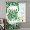 thumbnail image 3 of Monstera Leaves Sheer Curtains 63 Inches Long, Summer Tropical Palm Leaf Botanical Green Light Filering Curtains, Breathable Simi Curtain Privacy Drapes for Living Room Bedroom Window Treatment, 3 of 7
