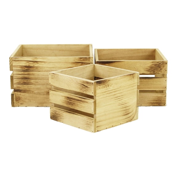 Rustic Farmstead Aged Wooden Crate Set - Light Brown
