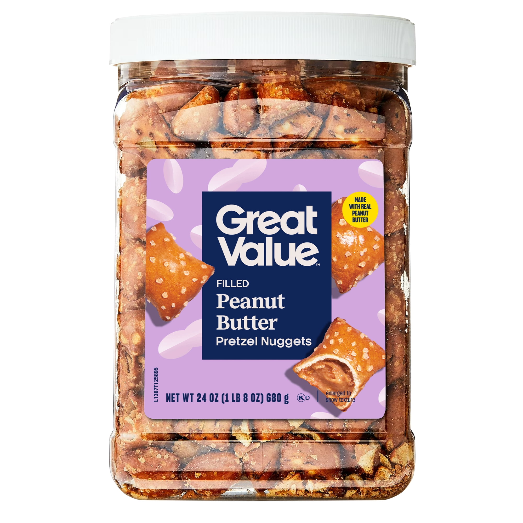 Great Value Peanut Butter Filled Pretzel, 24 oz (Resealable Container)