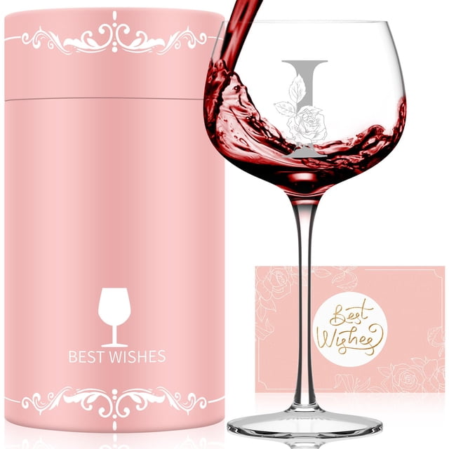 Copa de vino Astonlink con monograma de la A a la Z personalizada para mujer