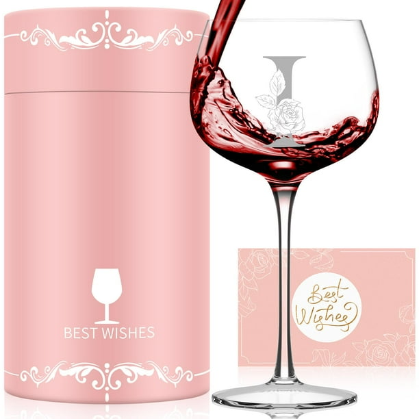 Copa de vino Astonlink con monograma de la A a la Z personalizada para mujer