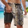 thumbnail image 4 of Telankuip Mens Leopard & Zebra Print Swim Trunks 2 in 1 with Compression Liner Pockets Drawstring Quick Dry Stretch Lined Swim Shorts Animal Pattern Comfy Holiday Beach Shorts 1-Brown XXXXL, 4 of 4