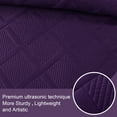 thumbnail image 7 of Exclusivo Mezcla Ultrasonic California King Quilt Set, 3-Piece Lightweight Bedspreads Modern Striped Coverlet, Deep Purple, 7 of 7