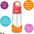 thumbnail image 3 of b.box 15 oz Tritan™ Drink Bottle: Kids Water Bottle w/ Straw & Flip Top Lid for School, Travel, Daycare. Spill & Leak Proof. Easy Grip Triangle Shape. BPA Free, Dishwasher Safe. Strawberry Shake, 3 of 3