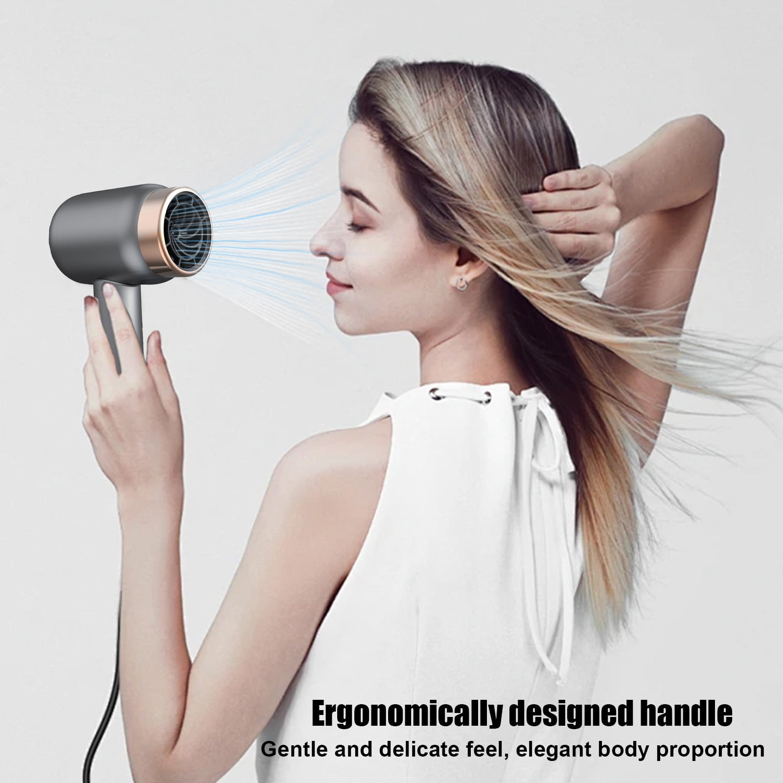 WNFJR Cordless Portable Blow Dryer, Fast Drying Technology Hair Dryer Wireless Hair Dryer Rechargeable Blow Dryer for Travel and Home Use