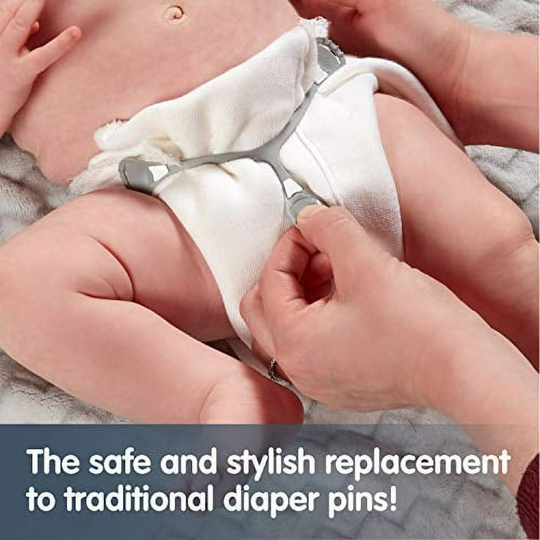 [Neutral 5 pack] Snappi Cloth Diaper Clips | Replaces Diaper Pins | Use  with Cloth Prefolds and Cloth Flatfolds