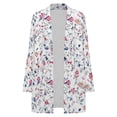 thumbnail image 4 of Women's Plus Size White Floral Cardigan, Long Sleeve Open Front Tunic with Pockets, 4 of 8