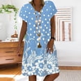 thumbnail image 1 of WILLBEST Robes Longues et Robes de Soirée Mode Femmes Décontractées Ample à Pois Floraux Patchwork Col en V Manches Courtes Robe, 1 of 6