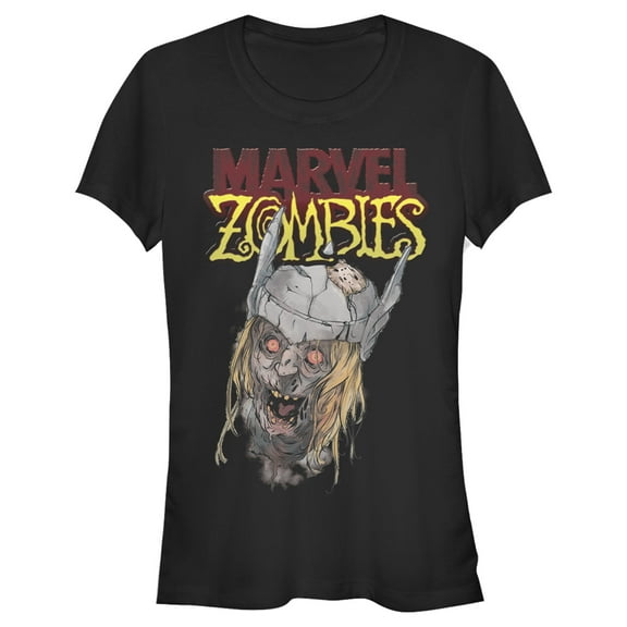 Junior's Marvel Zombies Thor Face Graphic Tee Black Medium