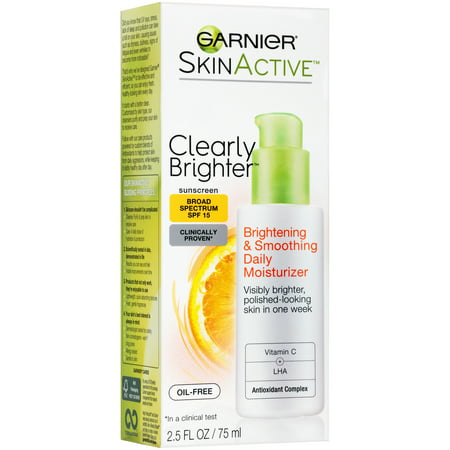 Garnier Skin Active Clearly Brighter Brightening & Smoothing Daily Moisturizer with Broad Spectrum SPF 15 2.5 fl. oz. (Best Spf Moisturizer For Acne Prone Skin)