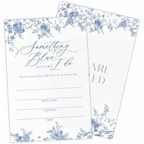Blue Floral Wedding Invitations, Something Blue Before I Do, 25 Blue Floral Invites With Envelopes, Fill In Style Invites For New Couples, Mr & Mrs Celebration, Party Favor & Supplies - A08