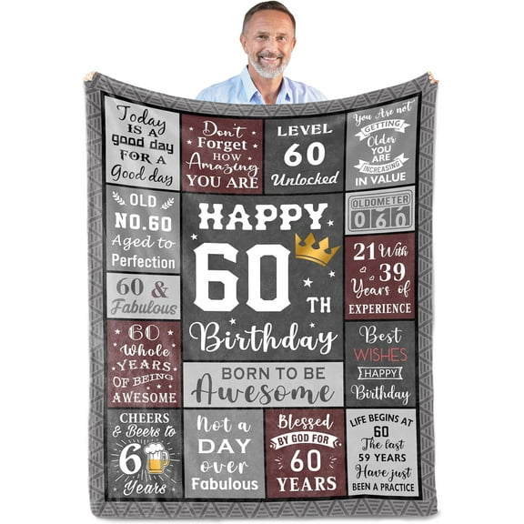 Best 60th Birthday Gifts for Men, Mens 60th Birthday Gifts Ideas Throw Blanket 50" X 60", 1964 Birthday Gifts for Men, 60 Year Old Birthday Gifts for Men, Gifts for 60 Year Old Man Women