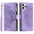 thumbnail image 5 of Dteck Zipper Wallet Case for iPhone 11 Pro Max,Magnetic Durable PU Leather Flower Embossed Case Zipper Card Holder Wallet Kickstand Cover with Detachable Shoulder Strap/Wrist Strap,Purple, 5 of 6