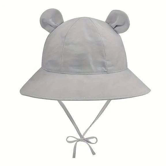 Toddler Hat,Kids Hats for Outdoor Cartoon Bear Ears Wide Brim Fisherman Hat for 0 6 Years Adjustable Drawstring for Comfort And Style During Summer Activities,Kids Hats,Light Gray,2-4 Years