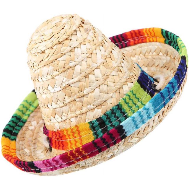 Sombrero de Paja para Mascotas, Sombrero para el Sol para Gatos, Mini Sombrero de Paja Mexicano en Paja Trenzada con Ajuste de Cuerda de algodón para Cachorros, Gatos, Gatitos y Gatos Informales