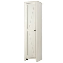 Costway Linen Tower Bathroom Storage Cabinet Tall Slim Side Organizer w/ Shelf White