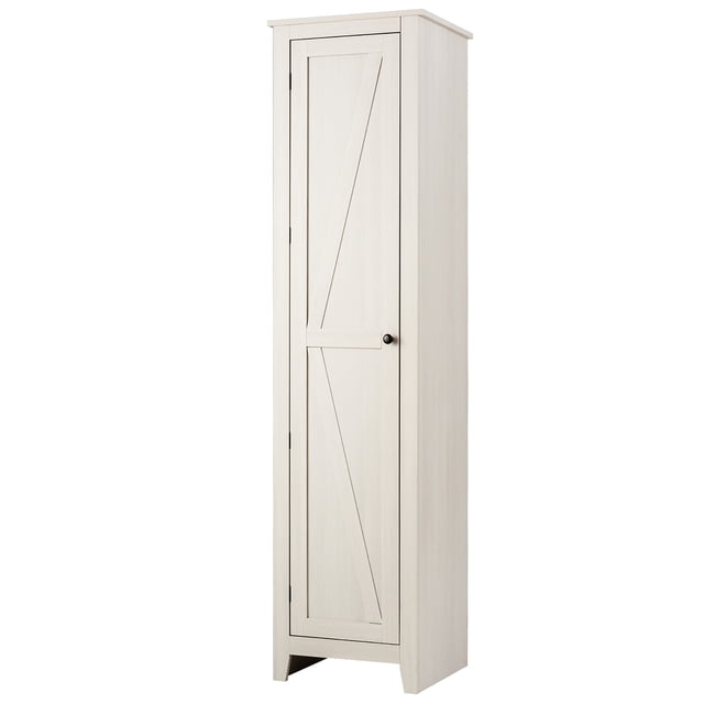 Costway Linen Tower Bathroom Storage Cabinet Tall Slim Side Organizer w/ Shelf White